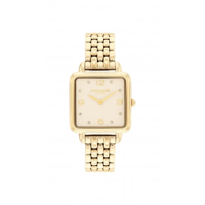 Coach Ladies CASS Gold Square Dial Gold Plated Bracelet Watch 14504495