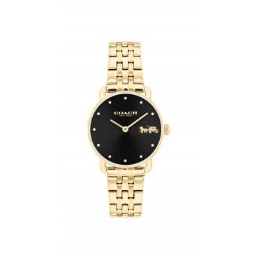 Ladies ELLIOT Black Dial Gold Plated Bracelet Watch 14504302