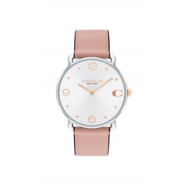 Ladies ELLIOT Round White Dial Pink Leather Strap Watch 14504199