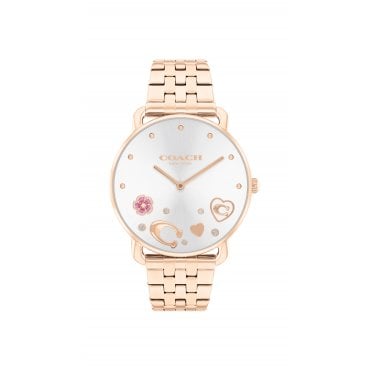 Ladies ELLIOT Round White Dial Rose Gold Plated Bracelet Watch 14504285