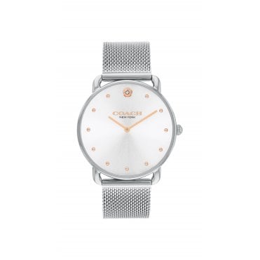 Ladies ELLIOT White Dial Stainless Steel Mesh Bracelet Watch 14504207