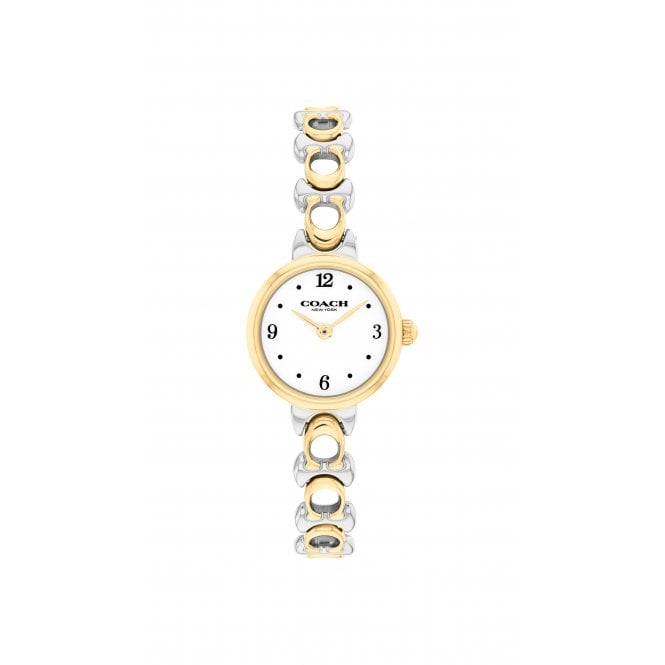 Coach Ladies IRIS Round White Dial Two Tone Bracelet Watch 14504653