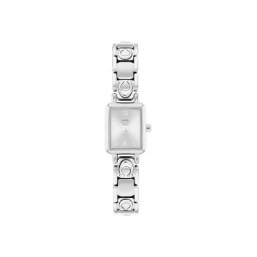Ladies MARA Rectangle Silver Dial Stainless Steel Fancy Square Bracelet Watch 14504671