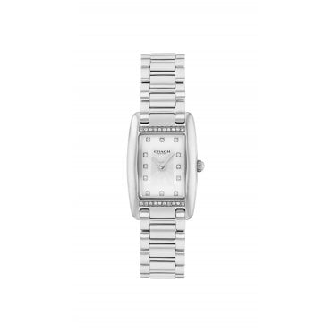 Ladies REESE Rectangle White Dial Stone Set Bezel Stainless Steel Bracelet Watch 14504587