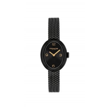 Ladies SAMMY Oval Black Dial Black IP Plated Mesh Bracelet Watch 14504569