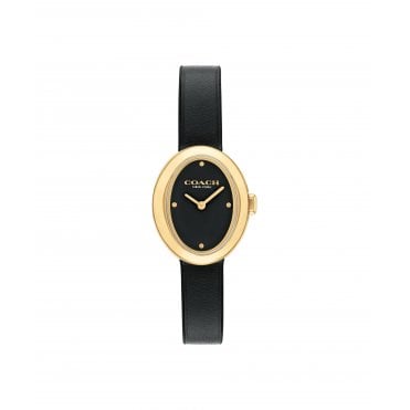 Ladies SAMMY Oval Black Dial Black Leather Strap Watch 14504421