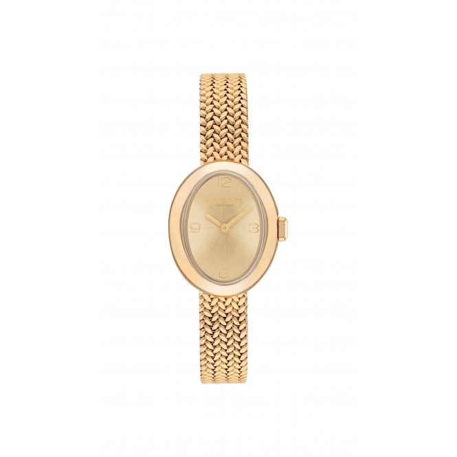 Coach Ladies SAMMY Oval Gold Dial Gold Plated Mesh Bracelet Watch 14504567