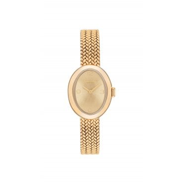 Ladies SAMMY Oval Gold Dial Gold Plated Mesh Bracelet Watch 14504567