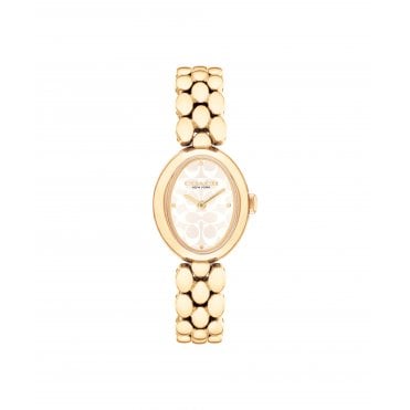 Ladies SAMMY Oval White Dial Gold Plated Bracelet Watch 14504417