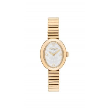 Ladies SAMMY Oval White Dial Gold Plated Bracelet Watch 14504573