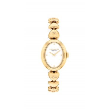 Ladies SAMMY Oval White Dial Gold Plated Heart Bracelet Watch 14504638