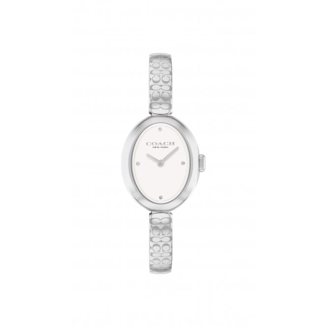 Coach Ladies SAMMY Oval White Dial Stainless Steel Bracelet Watch 14504483