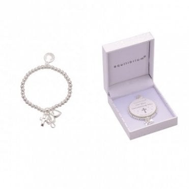 Kids Silver Plated Christening Charm Bangle