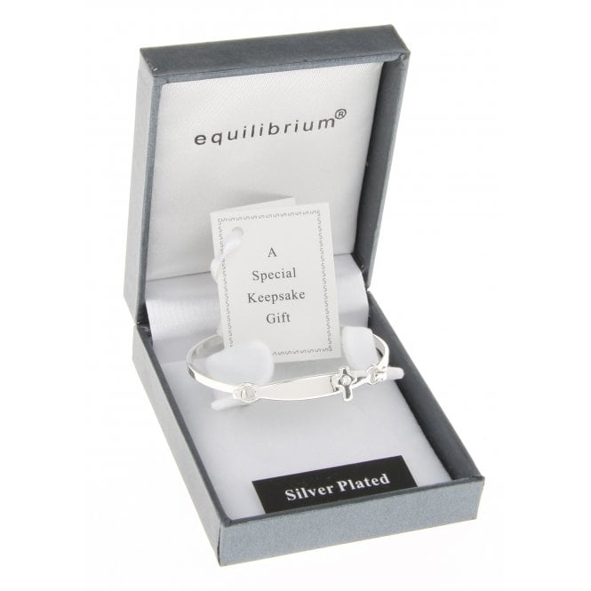Equilibrium Kids Silver Plated Christening Cross Bangle