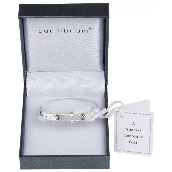 Equilibrium Kids Silver Plated Christening Heart Bangle