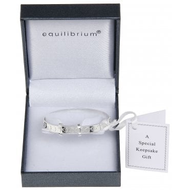 Kids Silver Plated Christening Heart Bangle