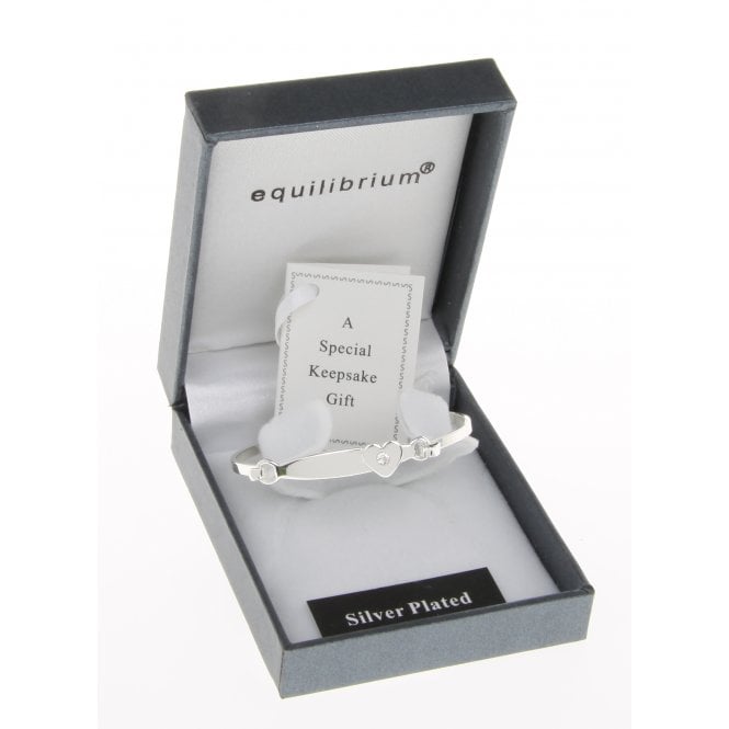Equilibrium Kids Silver Plated Christening Heart ID Bangle