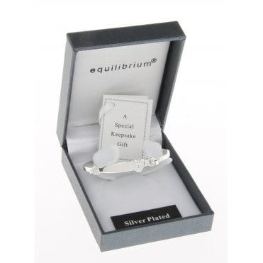 Kids Silver Plated Christening Heart ID Bangle