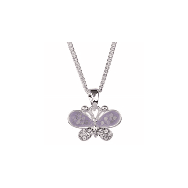 Kids Silver Plated Enamel Butterfly Necklace Colour May Vary