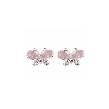 Kids Silver Plated Enamel Butterfly Stud Earrings Colour May Vary