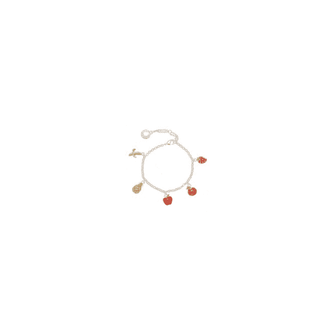 Equilibrium Kids Silver Plated Fruit Charm Bracelet