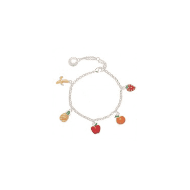 Kids Silver Plated Fruit Charm Bracelet