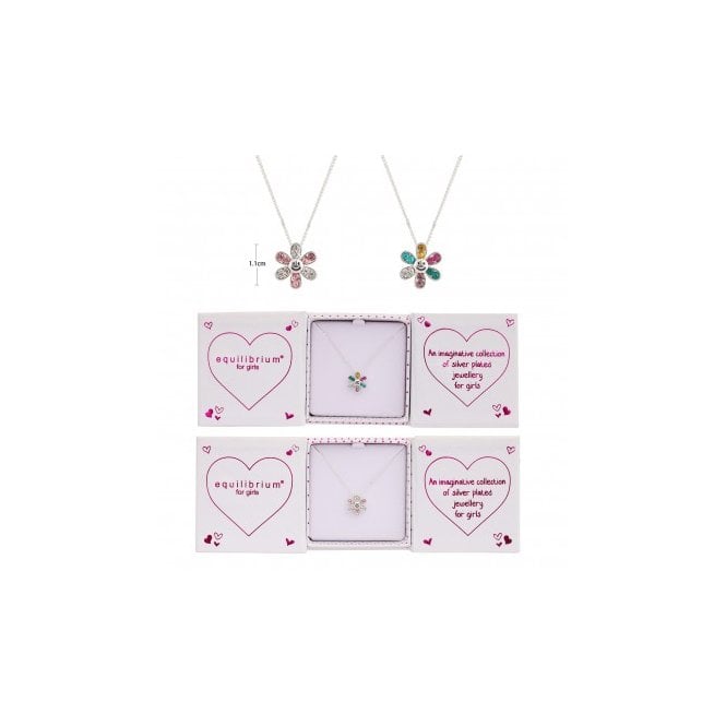 Equilibrium Kids Silver Plated Happy Flowers Necklace
