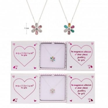 Kids Silver Plated Happy Flowers Necklace
