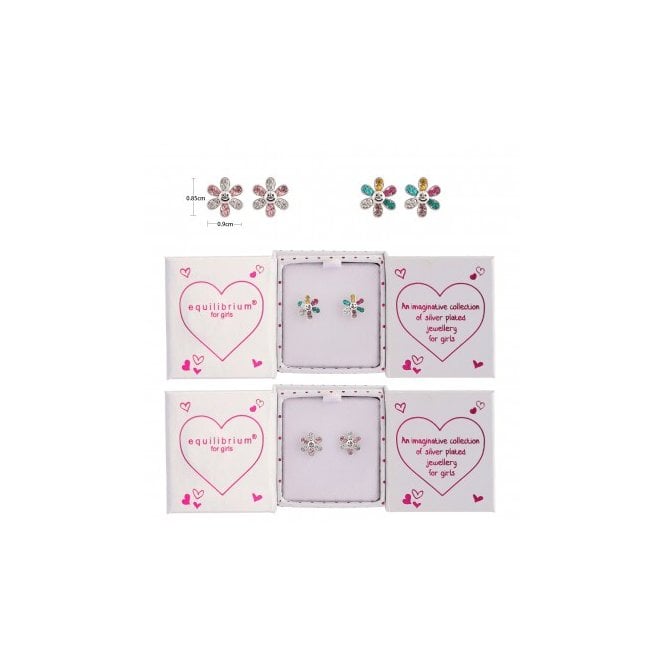 Equilibrium Kids Silver Plated Happy Flowers Stud Earrings
