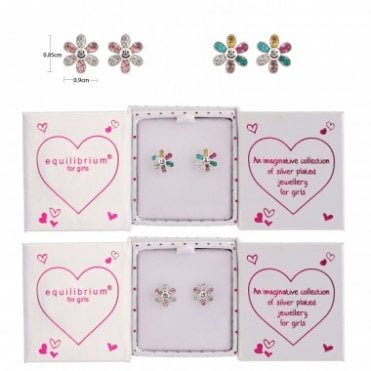 Kids Silver Plated Happy Flowers Stud Earrings