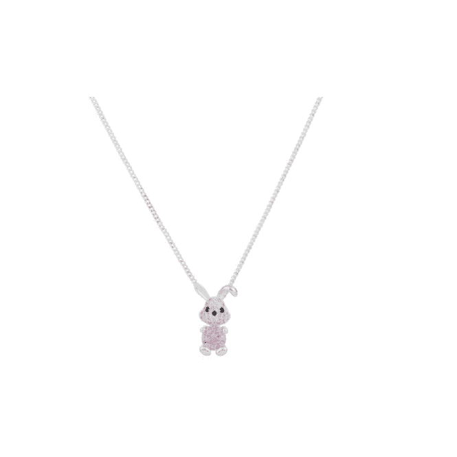Equilibrium Kids Silver Plated Pink Bunny Pendant & Chain