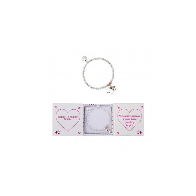 Equilibrium Kids Silver Plated Sitting Teddy 2 Tone Bracelet