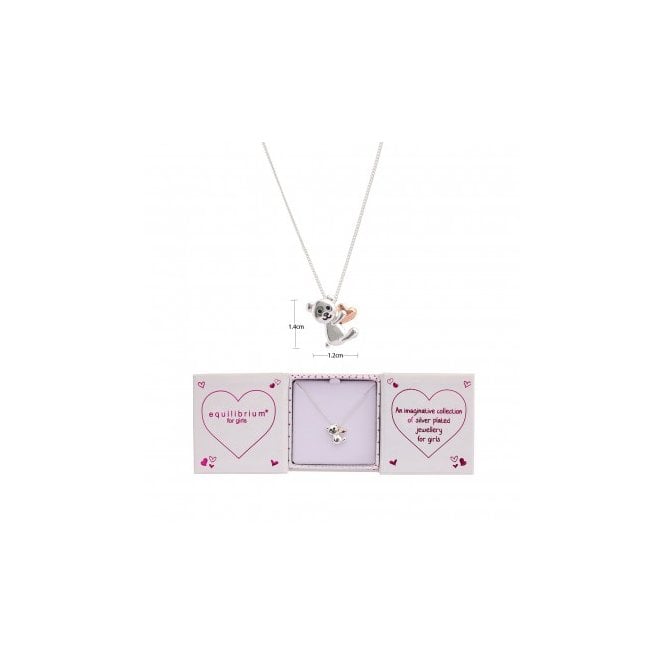 Equilibrium Kids Silver Plated Sitting Teddy 2 Tone Necklace