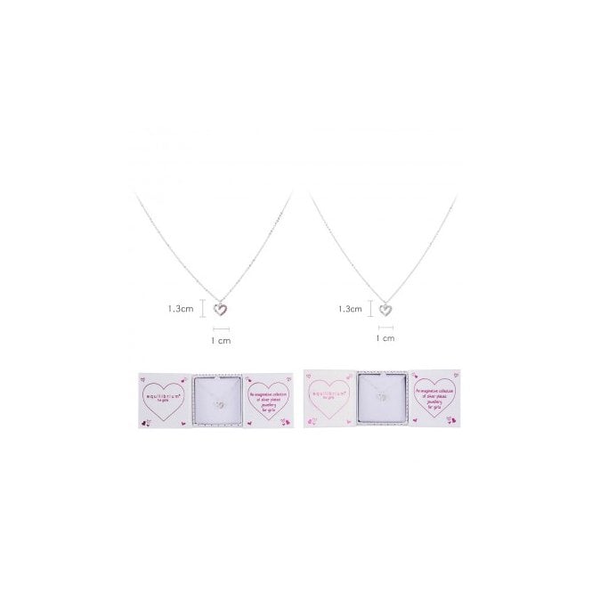 Equilibrium Kids Silver Plated Sparkle Heart Necklace