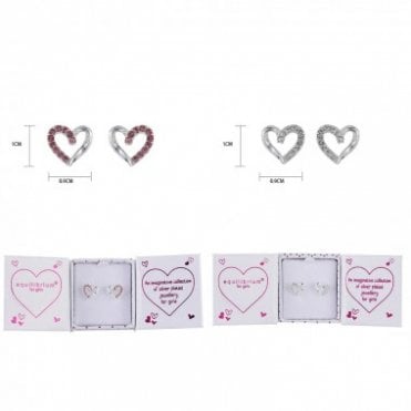 Kids Silver Plated Sparkle Heart Stud Earrings