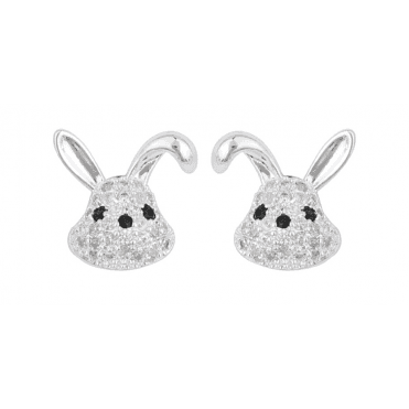Kids Silver Plated Stone Set Bunny Earrings