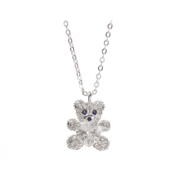 Kids Silver Plated Teddy Necklace