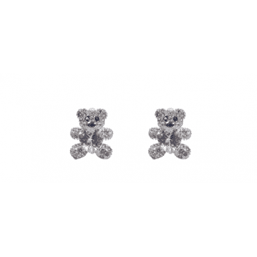 Kids Silver Plated Teddy Stud Earrings
