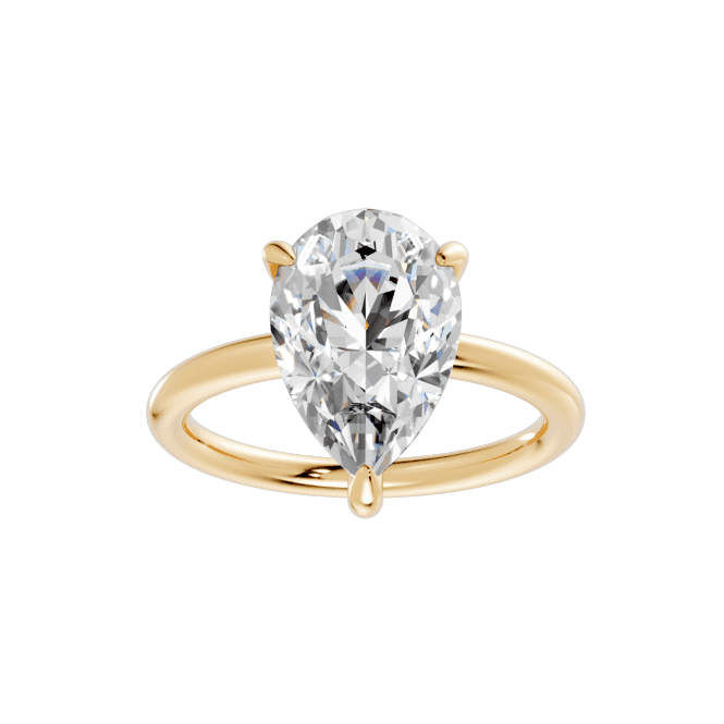 Eternity 18ct 4 Claw Pear Solitaire Lab Diamond Ring 3.1 Carats Size M