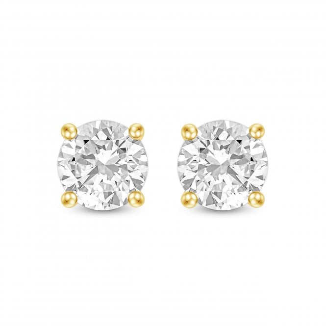Eternity 18ct Gold 4 Claw Lab Diamond Round Solitaire Stud Earrings 1.5 Carats