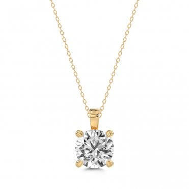 18ct Gold 4 Claw Lab Diamond Solitaire Pendant & Chain 1 Carat