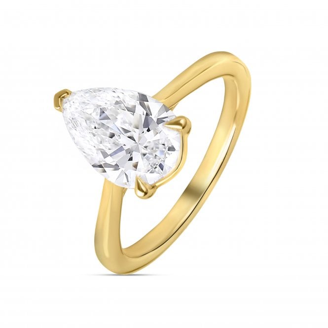 Eternity 18ct Gold 4 Claw Pear Solitaire Lab Diamond Ring 1.05 Carats Size K