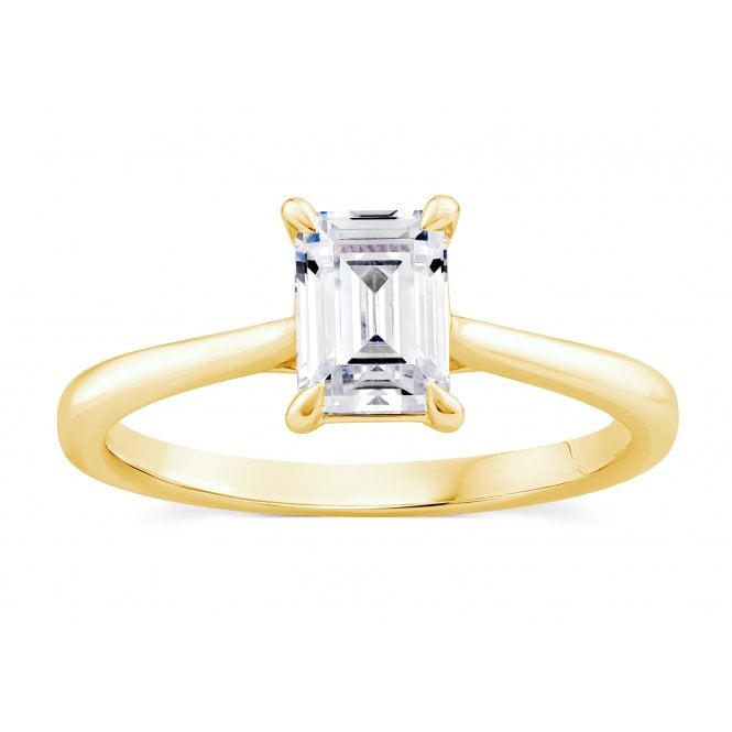 Eternity 18ct Gold Emerald Cut Solitaire Lab Diamond Ring 1.05 Carats