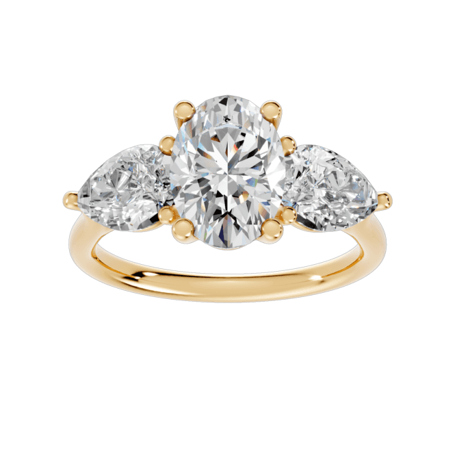 Eternity 18ct Gold Oval & Pear 3 Stone Lab Diamond Ring 2.56 Carats