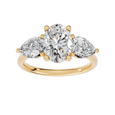 18ct Gold Oval & Pear 3 Stone Lab Diamond Ring 2.56 Carats