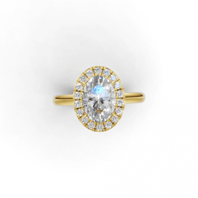 Eternity 18ct Gold Oval Solitaire Halo Lab Diamond Ring 2.04 Carats