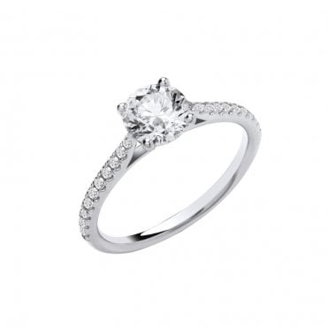 18ct Wh LAB GROWN Dia Sol Ring Dia Shdrs