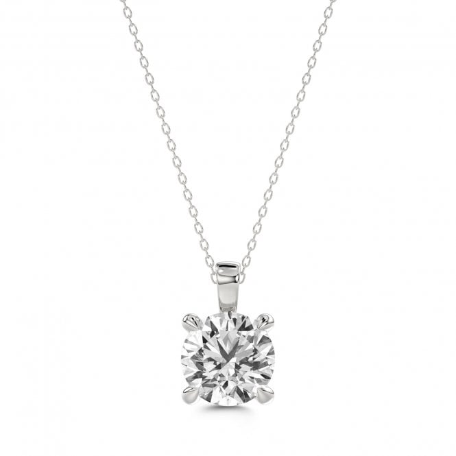 Eternity 18ct White Gold 4 Claw Lab Diamond Solitaire Pendant & Chain 1.02 Carats
