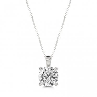 18ct White Gold 4 Claw Lab Diamond Solitaire Pendant & Chain 1.02 Carats