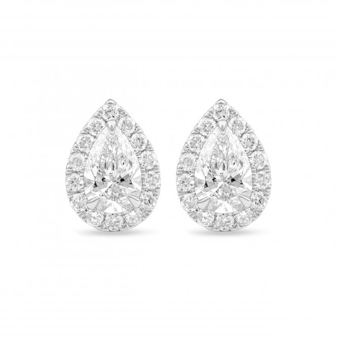 Eternity 18ct White Gold Lab Diamond Pear Halo Stud Earrings 1 Carat